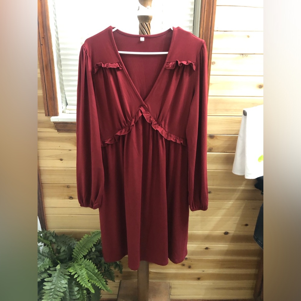 Long Sleeve Burgundy Dress